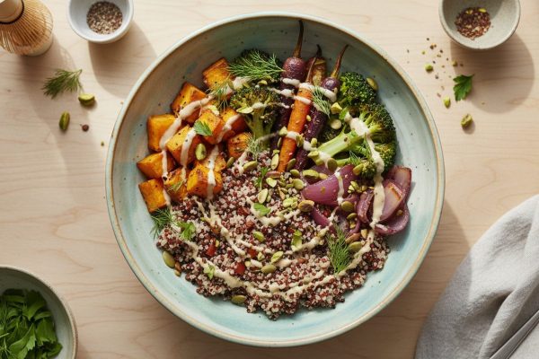 découvrez notre recette saine et savoureuse de bowl de quinoa aux légumes rôtis, parfaite pour un repas équilibré et gourmand.