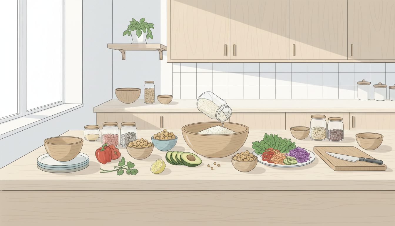 découvrez comment préparer un bowl protéiné végétarien facile et délicieux, parfait pour un repas sain, équilibré et rapide à réaliser.