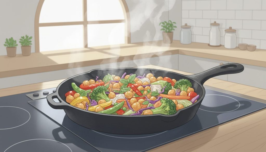 découvrez notre poêlée de légumes de saison et pois chiches, une recette saine, savoureuse et facile à préparer pour un repas équilibré et gourmand.