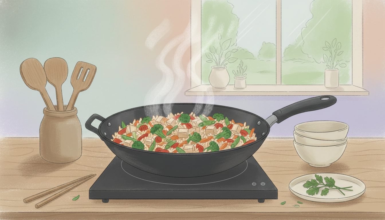 découvrez une recette saine et savoureuse de wok de légumes croquants accompagné de riz complet, parfaite pour un repas équilibré et gourmand.