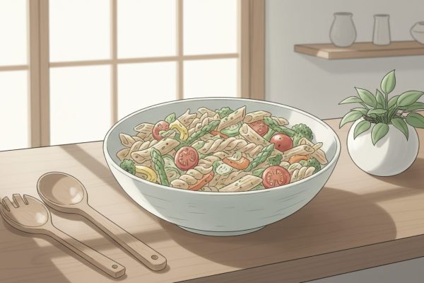 découvrez une recette saine et facile de pâtes complètes aux légumes, accompagnée d'une sauce légère, parfaite pour un repas équilibré et délicieux.