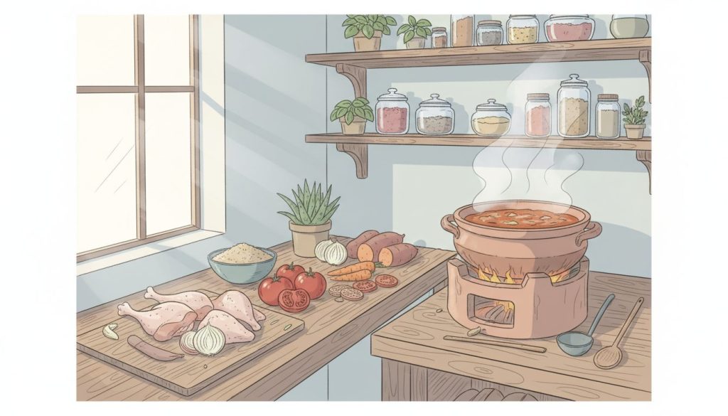 découvrez notre recette de mafé poulet, un plat africain savoureux et équilibré, facile à préparer pour un repas délicieux et plein de saveurs.