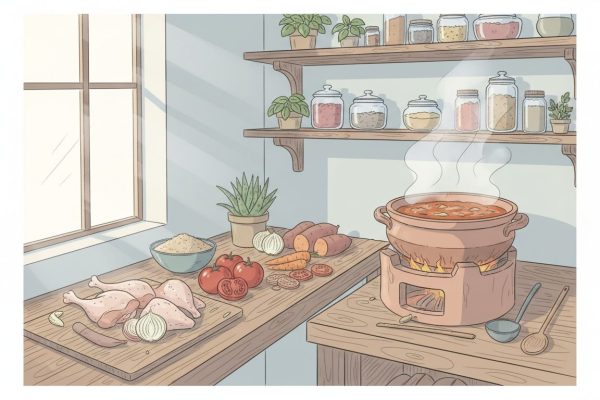 découvrez notre recette de mafé poulet, un plat africain savoureux et équilibré, facile à préparer pour un repas délicieux et plein de saveurs.