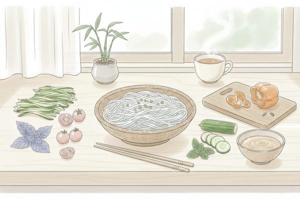 découvrez une recette facile de nouilles de riz, idéale pour un repas sain et savoureux, rapide à préparer et pleine de saveurs.