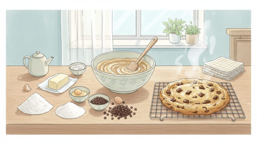 découvrez notre recette simple pour préparer un cookie géant à la fois croustillant à l'extérieur et moelleux à l'intérieur, parfait pour toutes vos envies gourmandes.